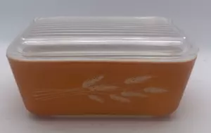 Vintage PYREX Autumn Harvest Wheat Refrigerator Dish 502-B - Picture 1 of 9