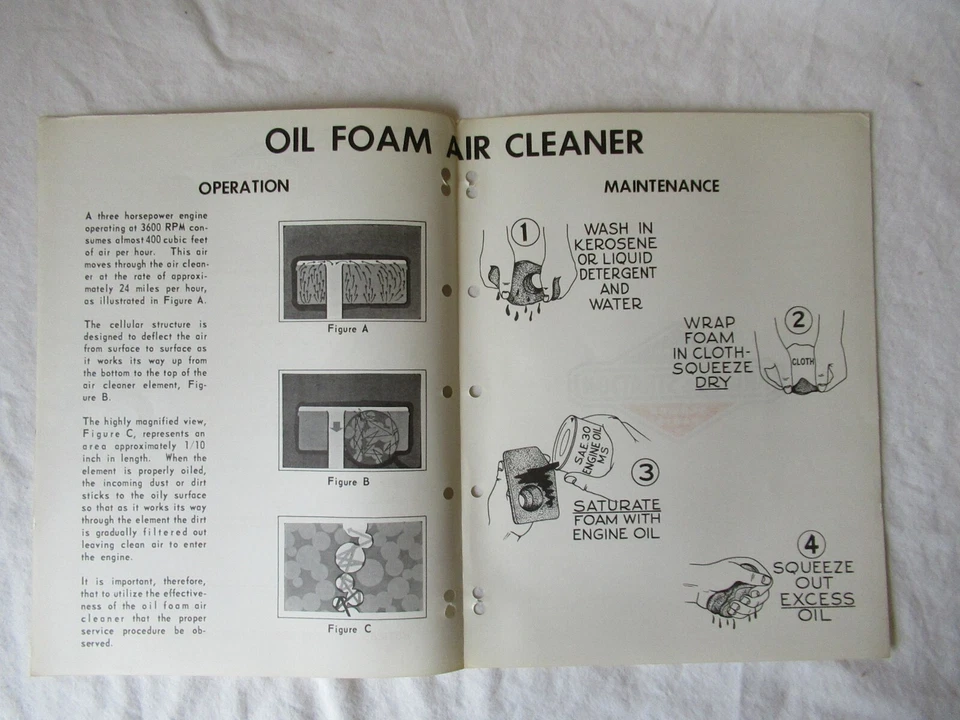 1969 Briggs & Stratton engine oil foam air cleaner service hints brochure - Image 1 of 2