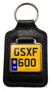 Key Fob for Suzuki GSXF 600 Reg GB Number Plate Leather Keyring GSX F 600 Keys - Picture 1 of 2