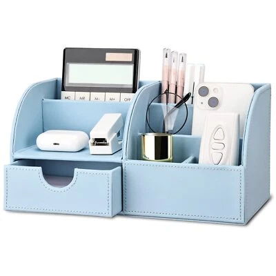 Büro Schreibtisch Organizer Ordnungssystem Tisch Organizer PU Leder Stiftehal... - Bild 1 von 4