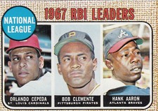 1968  TOPPS#3  NATIONAL   LEAGUE   RBI  LEADERS  OFF GRADE