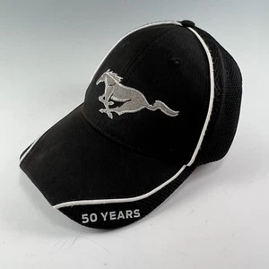 Ford Mustang Logo 50th Year Anniversary Black Baseball Hat Cap Adjustable - Picture 1 of 11