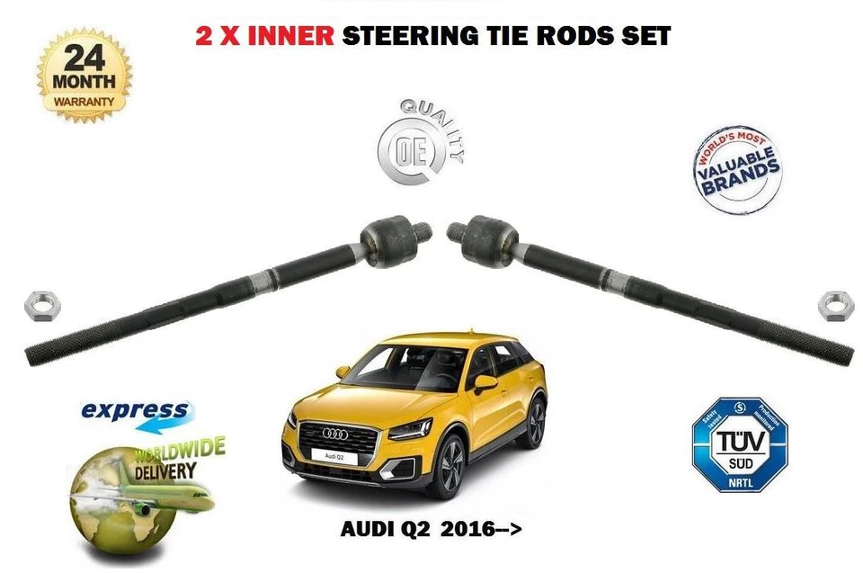 FOR AUDI Q2 2016->NEW 2X INNER LEFT RIGHT STEERING RACK TIE ROD ENDS SET - Image 1 of 1