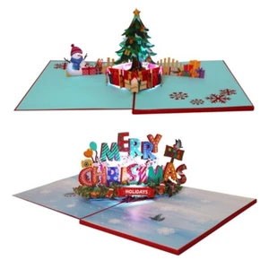 Enchanting 3D Popup Christmas Greeting Cards with Festival Music and Lights - Picture 1 of 10
