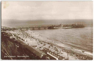 Bournemouth Dorset Pier Beach - KGV Real Photo Postcard M26 - Picture 1 of 3