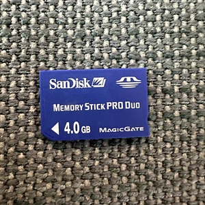 SanDisk 4GB Memory Stick Pro Duo Sony Camera and PSP Compatible w/ Storage Case - Picture 1 of 2