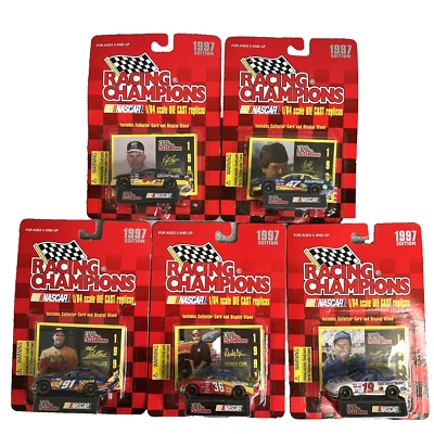 NASCAR Lote de 5 Campeones de Carreras Escala 1/64 1997 con Tarjetas de Coleccionista Nuevo en Paquete Foto 1 de 4
