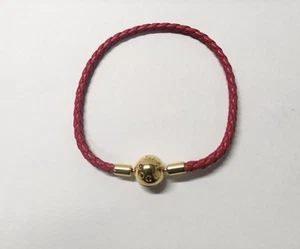 PANDORA MOMENTS RED WOVEN LEATHER BRACELET #568777C01-S2 US SIZE 7.5 inches - Picture 1 of 3