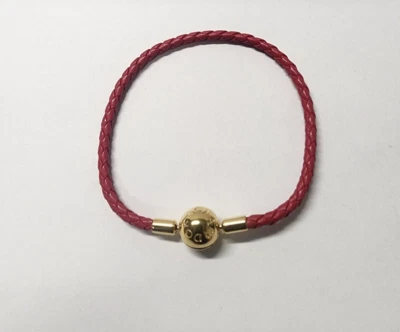 PULSERA DE CUERO TEJIDO ROJO PANDORA MOMENTS #568777C01-S2 TALLA EE. UU. 7,5 pulgadas Foto 1 de 3