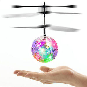 Electric Flying Ball Helicopter Infrared Sensor LED Light Toys Kids Gifts HU
