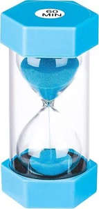 60-Minute Hourglass Sand Timer Giant Blue Sand Glass for Kids & Decor - Picture 1 of 7