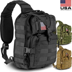 Tactical Sling Bag Pack Range Bag Military Rover Assault Shoulder Backpack Molle - Picture 1 of 25