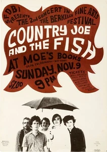 Cartel de concierto Country Joe & The Fish 1966 Moe's Books 13 x 17 reproducción - Imagen 1 de 1