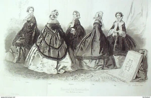 Gravure de mode Journal des Demoiselles (maison Gagelin) 1859 n°5 - Picture 1 of 1