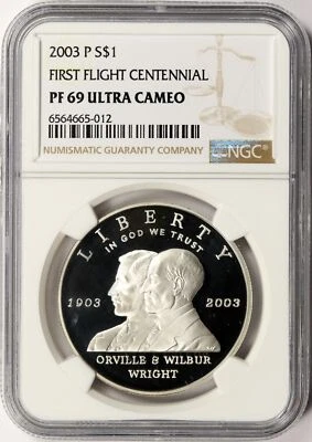 2003-P $1 First Flight Centennial Commem Silver Dollar NGC PF69 Ultra Cameo - Image 1 of 2
