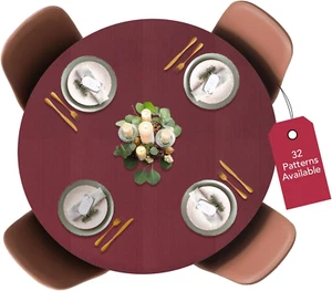 Deluxe Elastic Edged Flannel Backed Vinyl Fitted Table Cover - Basketweave (Red) - Picture 1 of 12