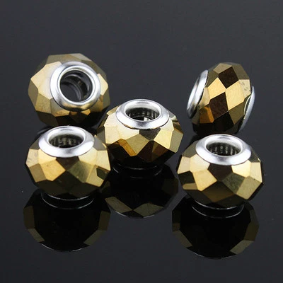 20 peças contas de berloque de cristal facetado prata furo grande ajuste pulseira europeia - Imagem 1 de 4