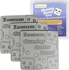 Damp Clean Duster Towel Set in Clear Moisturizing Box- 3 9in*9in*0.15in, Gray - Picture 1 of 6