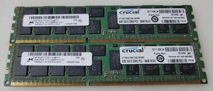 Crucial Micron 16GB 2x8GB 1GX72 DDR3 PC3-10600R CT102472BB1339 Server Memory - Picture 1 of 4