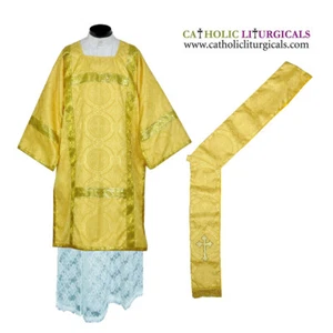Vestimenta Dalmática de Diácono AMARILLA con Estola de Diácono, American Dalmatic, NUEVA - Imagen 1 de 1