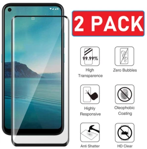 2-Pack Full Coverage For Nokia 3.4 9H Tempered Glass Screen Protector Film Black - Picture 1 of 7