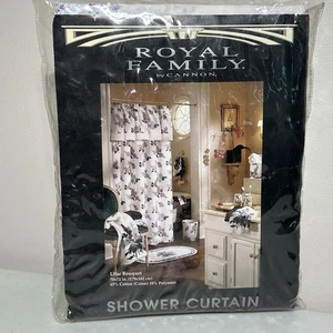 Tenda doccia vintage cannone famiglia reale bouquet lilla arruffata Valance floreale - Foto 1 di 10