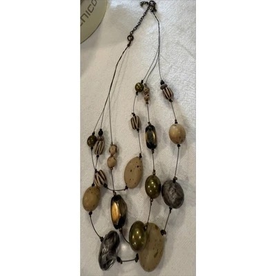 Collar Chicos Multi Hilo Cuentas Tonos Tierra Ajustable Boho Chic Joyería Foto 1 de 3