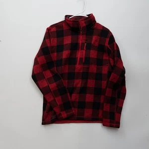 The North Face Herren Buffalo kariert 1/2 Reißverschluss Fleece Sweatshirt Large rot schwarz - Bild 1 von 6