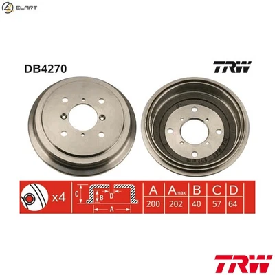 2x BRAKE DRUM DB4270 FOR SUZUKI SWIFT/II/Hatchback/Mk/Convertible CULTUS 1.0L - Image 1 of 4