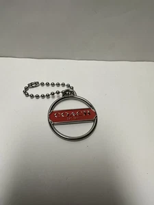 COACH ROUND SILVER & CORAL LOGO HANG TAG KEY FOB CHARM CHAIN - Picture 1 of 2