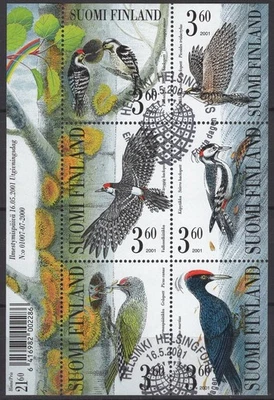 Finland 2001 Mi BL27 - Birds. Woodpeckers - used, First Day of Issue - Image 1 of 3