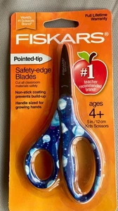 Fiskars  5 Inch Kids Scissors  Ages 4+  Pointed Tip, Safety Edge Blades Space - Picture 1 of 2