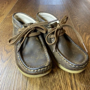 Clarks Kinder 9 Wallabee Chukka Stiefel Bienenwachs Kastanienbraun Schnürung Klassisch Luxus - Bild 1 von 7