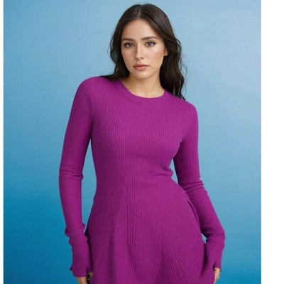 Nine West Burgundy Knit Sweater Dress Midi Size XL - Image 1 of 4