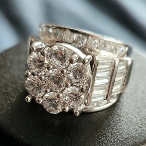 Size 5 honeycomb flower cluster 925 sterling silver, AAA CZ - Picture 1 of 8
