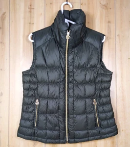 Michael Kors Packable Down Puffer Vest Damen L Gold Logo Full Zip Preppy Ski - Bild 1 von 11