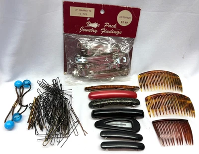 Lote vintage de 40 alfinetes de cabelo de metal/barretes de cabelo/pentes de cabelo - Imagem 1 de 4
