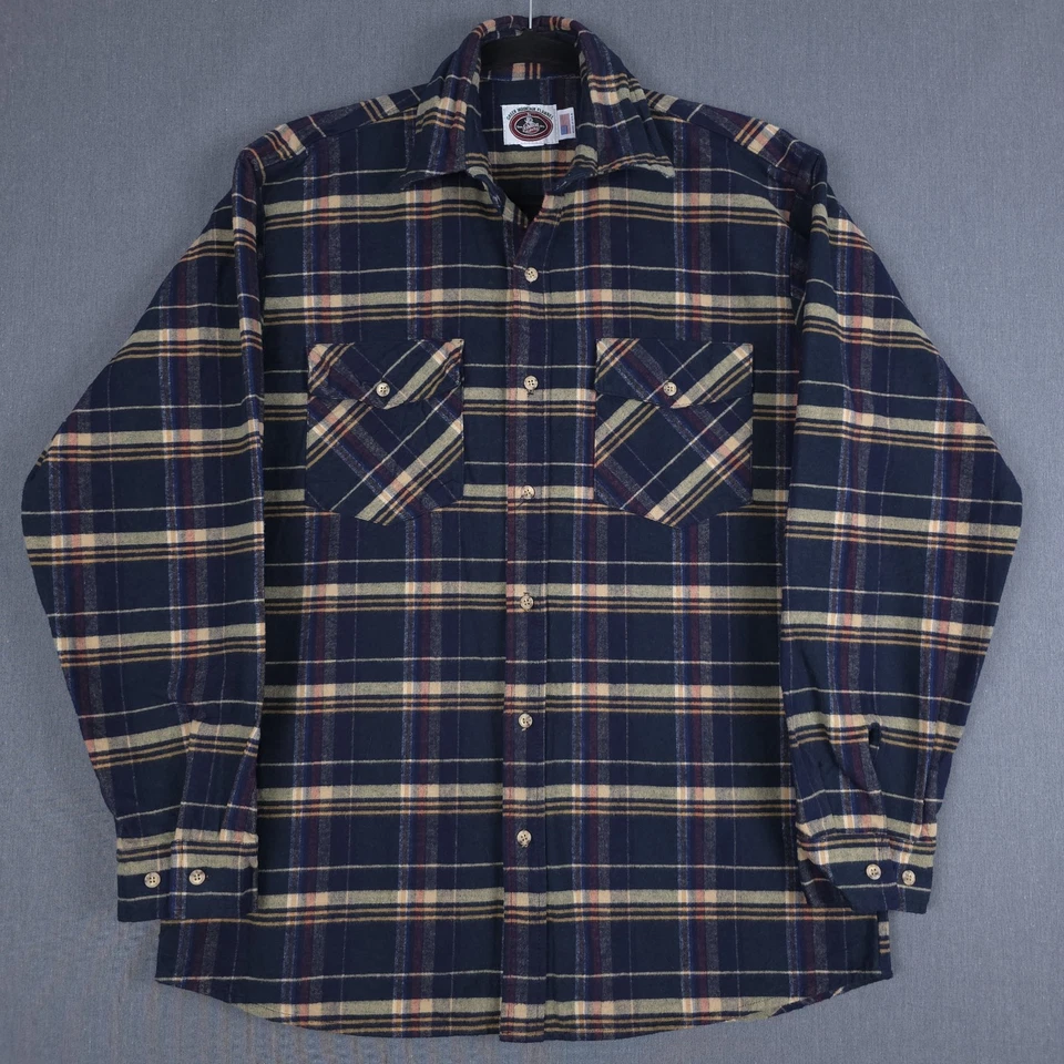 Camisa de franela Johnson Woolen Mills verde montaña para hombre 2XL abeto azul marino a cuadros XXL Foto 1 de 4