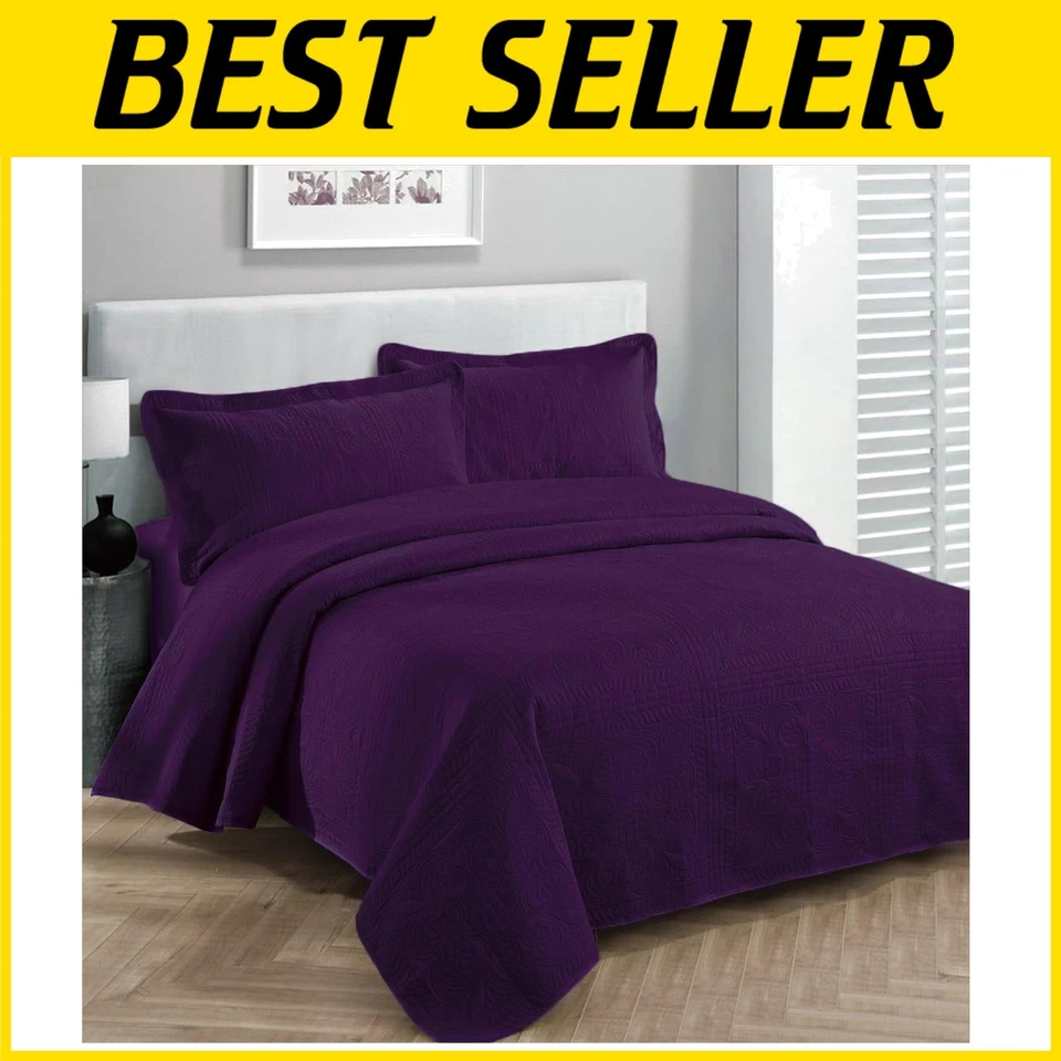 Fancy Collection Oversize Bedspread Purple - Image 1 of 2