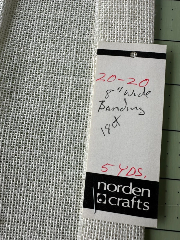 Banding, linen 18 thread per inch antique white 8 inch wide for stitching - Image 1 of 2