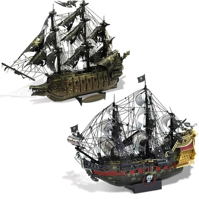Pirate Ship Building Blocks 3D Metal Puzzles DIY Boat Toys Adult Christmas Gifts - Image 1 of 4