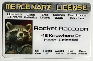 Rocket Raccoon - Mercenary License - Drivers License - Novelty - Picture 1 of 2