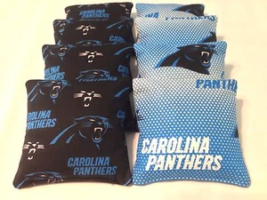 8 CORNHOLE CAROLINA PANTHERS SITZSÄCKE BAGGO HECKKLAPPE WERFEN SPIELVERORDNUNG - Bild 1 von 1