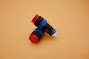2PCS Cutout 12MM 110V Red LED ILLUMINATED Round Momentary PUSH BUTTON 5 PINS - Picture 1 of 5