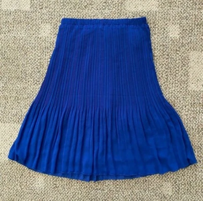 Saia plissada chiffon azul royal comprimento do joelho para Cynthia $68 feminina pequena P - Imagem 1 de 3