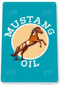 Letrero de aceite Mustang, gasolinera, garaje, tienda de automóviles, letrero de hojalata retro B731 - Imagen 1 de 2