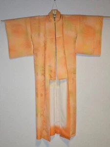 Japanese Kimono ~ Beautiful ~ Yellow Orange Clouds ~ US Seller/Fast Shipping! - Picture 1 of 7