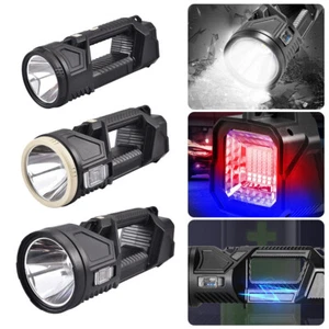 LED Flashlight Searchlight High Brightness Torch USB Rechargeable Lamp - Picture 1 of 24