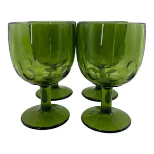 4 calici vintage Bartlett Collins impronta pollice piedini goletta verde anni 70 MCM - Foto 1 di 13