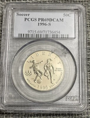 1996-S 50C Olympics Soccer Commemorative Half Dollar PCGS MS 69 DCAM | UNC BU #A - Image 1 of 4